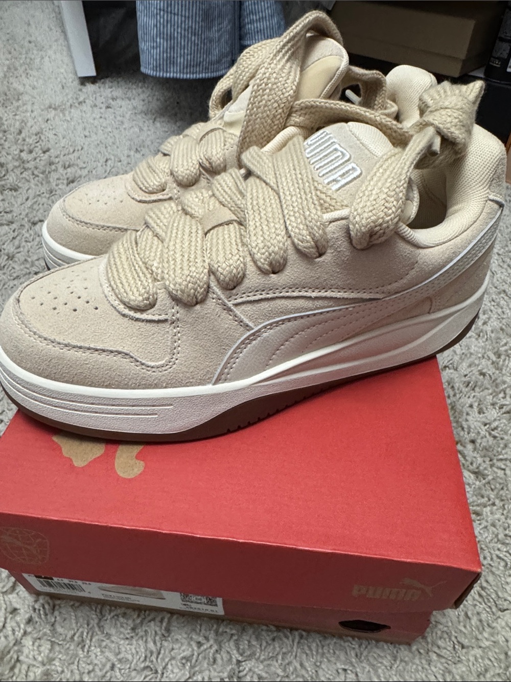 Puma Cream Suede Platform Sneakers